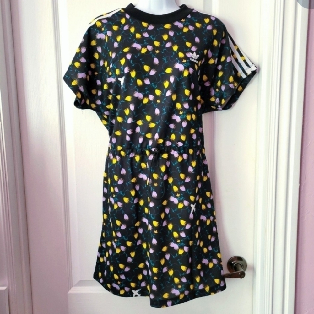 Adidas H E R Studio Drawstring Waist Dress Black Medium